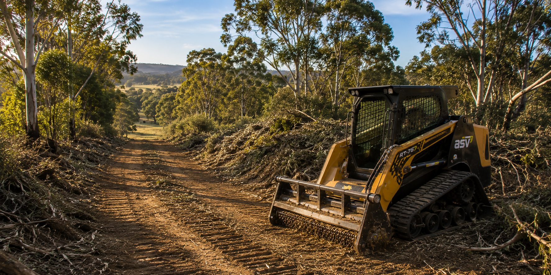 Boundary area cleared along a rural fence line